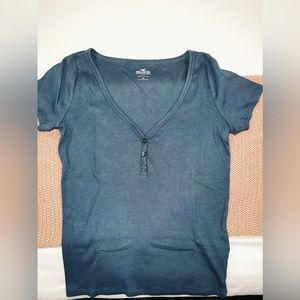 Hollister blue henley tee